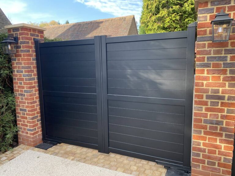Flat Top Aluminium Driveway Gates With Horizontal Infill